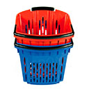 Nákupný košík na kolieskach, objem 38 litrov, červený plast