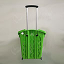 Nákupný košík na kolieskach, objem 38 litrov, zelený plast