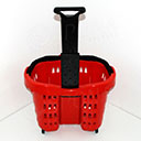 Košík nákupný na kolieskach, objem 43 L, červený plast