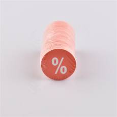 Papierové visačky SKONTO priemer 45 mm, potlač "%", červené, 180 ks