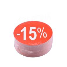Papierové visačky SKONTO priemer 80 mm, potlač "-15%", červené, 80 ks