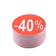 Papierové visačky SKONTO priemer 80 mm, potlač "-40%", červené, 80 ks