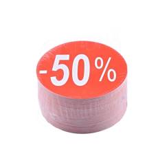 Papierové visačky SKONTO priemer 80 mm, potlač "-50%", červené, 80 ks