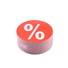 Papierové visačky SKONTO priemer 80 mm, potlač "%", červené, 80 ks