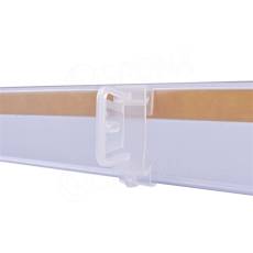 Držiak cenovky na cenovkovú lištu do 3 mm, pre cenovku s dierkou 4 mm, transparent