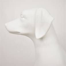 Figurína - pes sediaci, biela farba, pohľad vľavo