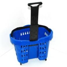 Nákupný košík na kolieskach, objem 43 litrov, modrý plast