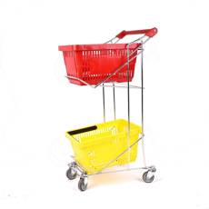 Vozík pre dva nákupné košíky, pojazdný s rúčkou