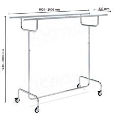 Štender 1005C dvojitý, výška 125-230 cm, šírka 150-210 cm, kovové kolieska
