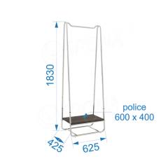 Štender SVEDESE A, šírka 65 cm, výška 183 cm, vrátane držiaku police, chróm