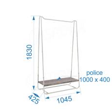 Štender SVEDESE B, šírka 105 cm, výška 183 cm, vrátane držiaku police, chróm