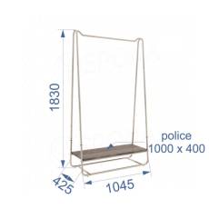 Štender SVEDESE B, šírka 105 cm, výška 183 cm, vrátane držiaku police, zlatý