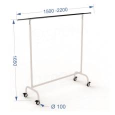 Štender 1030, výška 160 cm, šírka 150-210 cm, biela a chróm