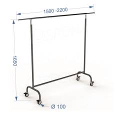 Štender 1030, výška 165 cm, šírka 150-220 cm, šedá a chróm