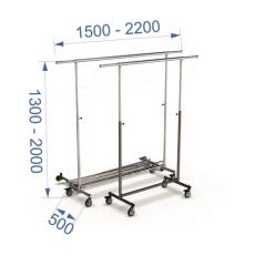 Štender 1034, skladací, výška 130-200 cm, šírka 150-210 cm, biela a chróm