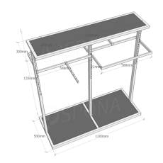 Štender 1224 s príslušenstvom, výška 136 cm, šírka 120 cm, nerez a čierne sklo