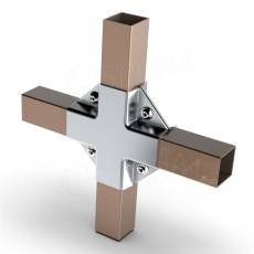 PRIMO 25, spojka vonkajšia štvorcestná plochá stredová, chróm