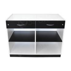 Pult BOX komplet presklený 122 x 93 x 65 cm, biele + čierne LTD