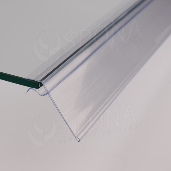 Cenovková lišta na policu 5 - 10 mm, 60 x 1247 mm, sklon 45°, transparentná