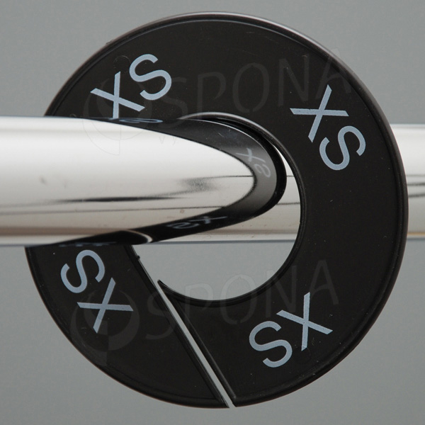 Veľkostné kruhy XS čierne, biele písmo