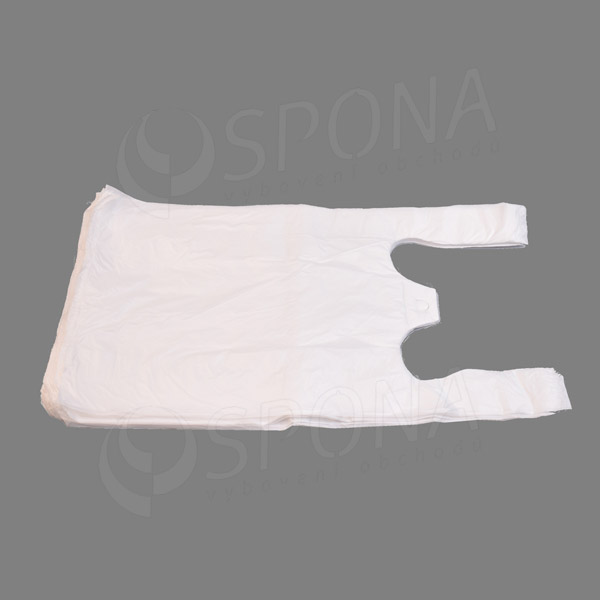 Mikroténové tašky HDPE, nosnosť 5,5 kg, 28+14 x 48 cm, biela, 100 ks