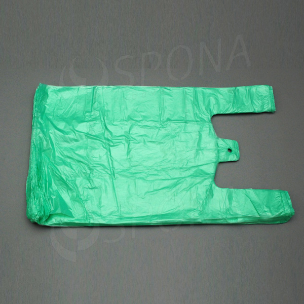 Mikroténová taška HDPE, nosnosť 10 kg, zelená, 30 + 16 x 50 cm, 100 ks