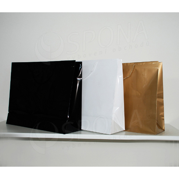 Papierová taška LAMINO, 54 x 16 x 43 cm, biela lesklá
