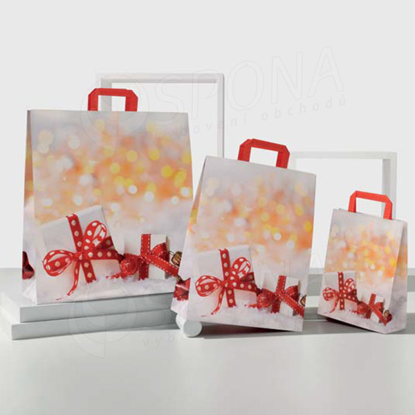 Taška papierová ROSSO, 22+10 x 29 cm, vianočný vzor