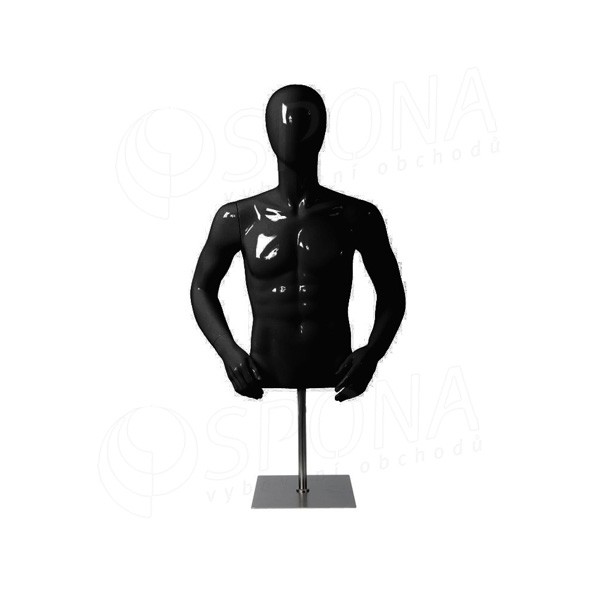 Busta POLY pánska, krátka s hlavou, čierna lesklá