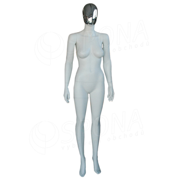 Figurína dámska CHROM 301, matná biela, maska chróm