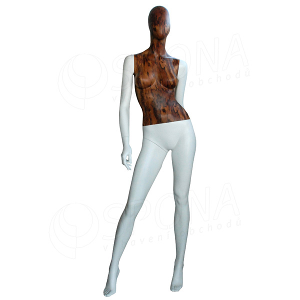 Figurína dámska WOOD 311, matná biela, drevený dekór