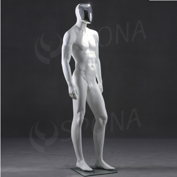 Figurína pánska chróm 300, matná biela, maska chróm