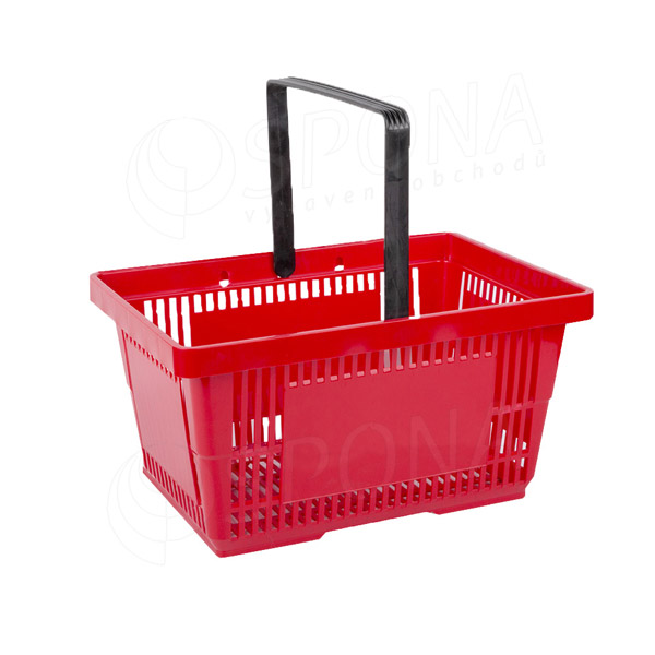 Košík nákupný, s jednou rúčkou červený plast