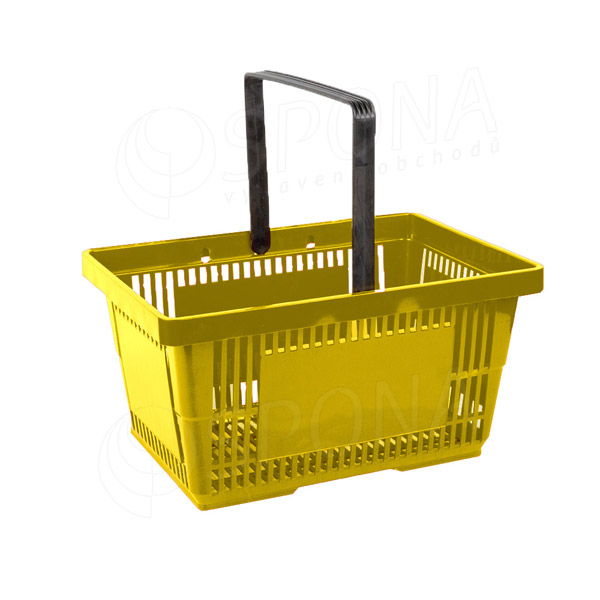 Košík nákupný s jednou rúčkou, žltý plast