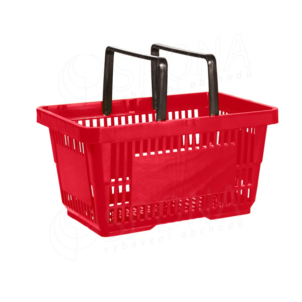 Košík nákupný, s dvomi rúčkami červený plast