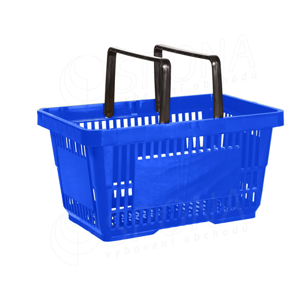 Košík nákupný, s dvomi rúčkami modrý plast
