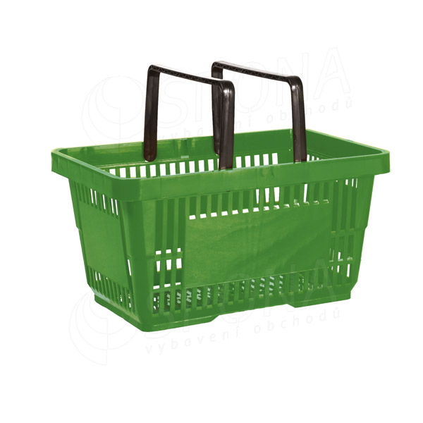 Nákupný košík, s dvomi rúčkami zelený plast