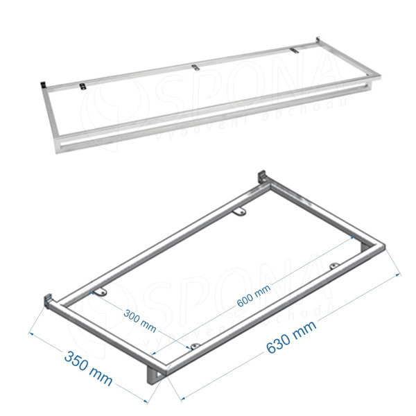 SCACCO MATTO 8351C, držiak police s tyčou, 630 x 350 mm, chróm