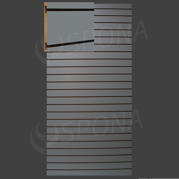 SLAT panel 120 x 240 cm, 23 drážok v rozostupe 10 cm, bez insertov, svetlo šedý
