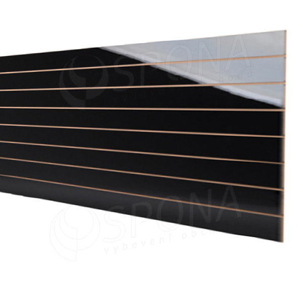 SLAT drážkový panel terminal 240 x 120 cm, 11 drážok, rozstup 10 cm, bez insertov, lesklý čierny