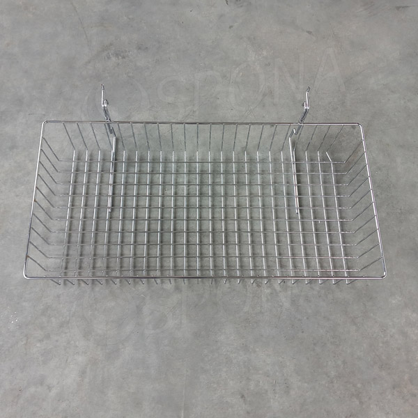 Košík drôtený univerzálny 600 x 300 x 100 mm, chróm, pre systémy SLAT a SIEŤ