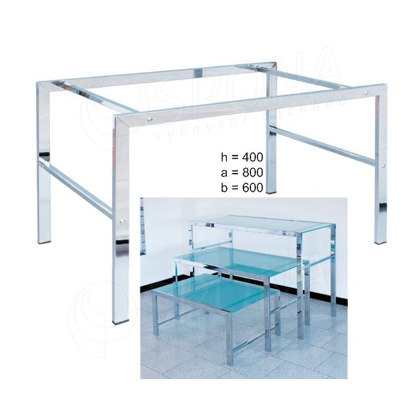 Stolík LASER 400 x 800 x 600 mm, chróm, matné sklo 8 mm