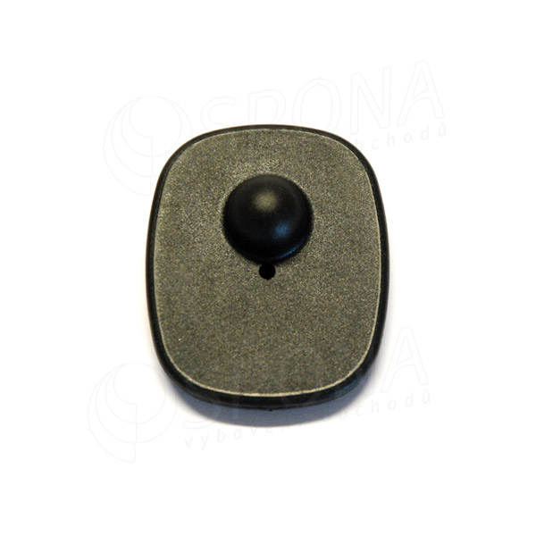 Plastová bezpečnostná etiketa TOP 8,2 MHz, s pinom, 53 x 42 mm, čierna, 1 ks