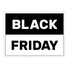 Papierový banner, SKONTO 650 x 480 mm, "BLACK FRIDAY", polená čiernobiela tlač, 2 ks