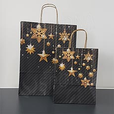 Taška papierová STARS, 45+15x49 cm, vianočný vzor