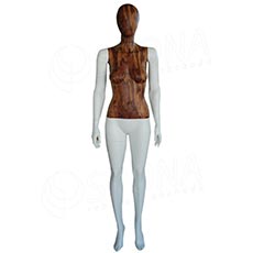 Figurína dámska WOOD 310, matná biela, drevený dekor