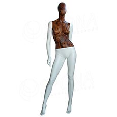 Figurína dámska WOOD 311, matná biela, drevený dekor