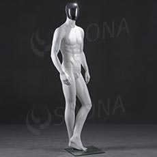 Figurína pánska CHROM 301, matná biela, maska chróm