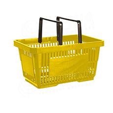 Košík nákupný, s dvomi rúčkami žltý plast