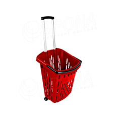 Košík nákupný na kolieskach, objem 38 l, červený plast